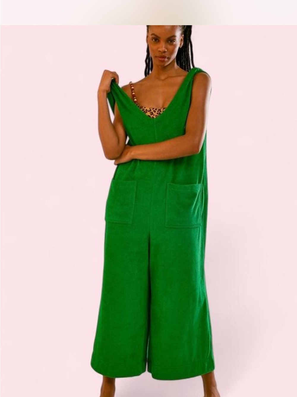 FP Beach Matcha Terry One-Piece Terry Cloth Jumpsuit